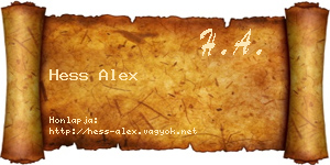 Hess Alex névjegykártya